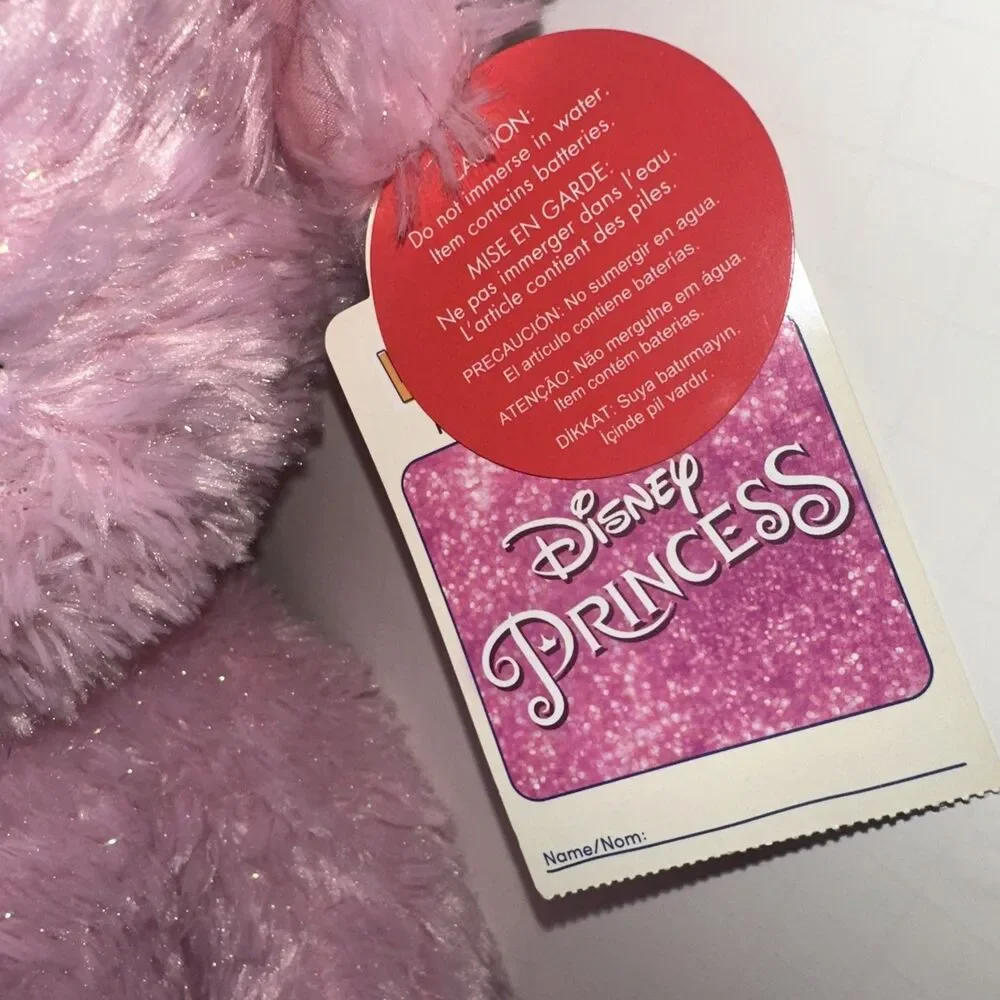NWT Build a Bear Disney Princess Sparkle Pink Bear w/Crown Plush Stuffed Animal
